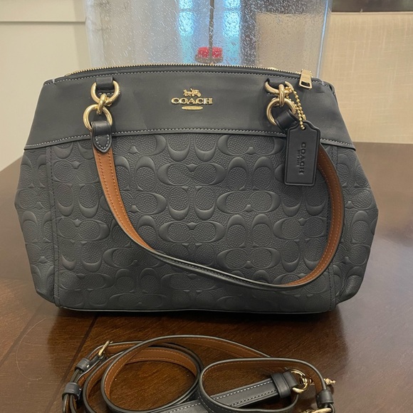 NEW Coach Black and Brown Embossed Shoulder Bag - Picture 1 of 6